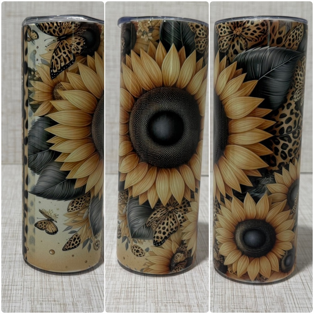 Sunflower and Leopard Print Tumbler